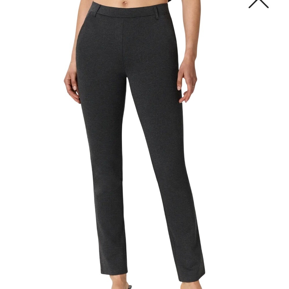 Quince Ultra Stretch Ponte Straight Leg Pull On Pants Charcoal Gray M